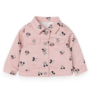NWT Baby Girls Disney Minnie Mickey Mouse Light Pink Twill Jacket Size 6M